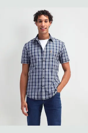Ralph Lauren Men Spread Collar Micro Checked Cotton Slim Fit Casual Shirt