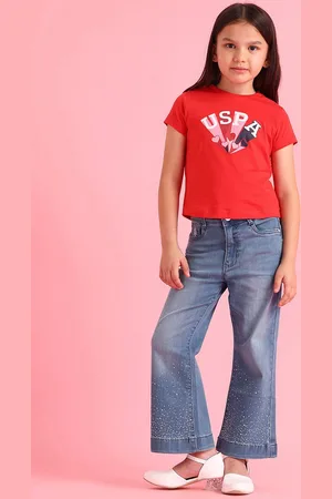 Ralph Lauren Girls Classic Flared Light Fade Embellished Stretchable Jeans