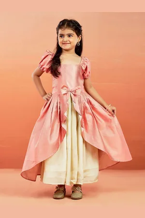 Vastramay Girls Printed Puff Sleeve Maxi Dress