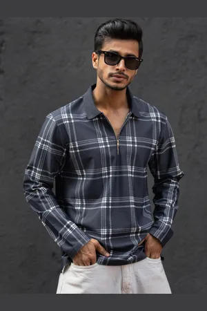 Powerlook Men Checked Polo Collar T-shirt