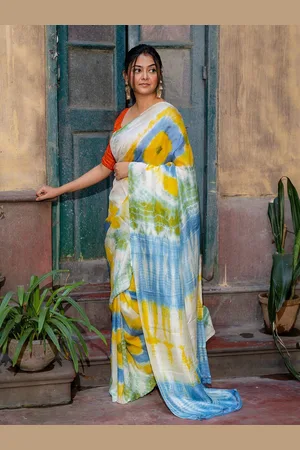 HERE&NOW Tie and Dye Pure Cotton Saree