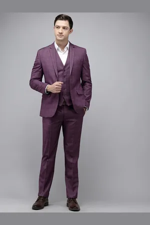 Park Avenue Super Slim Fit Checked Notched Lapel Single-Breasted Formal 3 Piece Suits