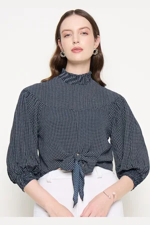 MADAME Women Puff SleeveHigh Neck Top