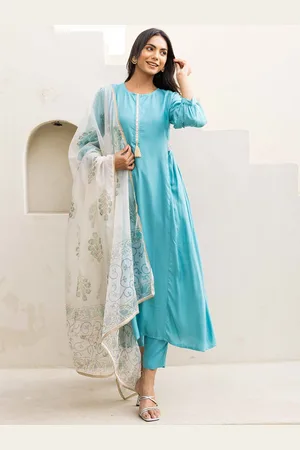 HERE&NOW Women Regular Kurta with Trousers & With Dupatta