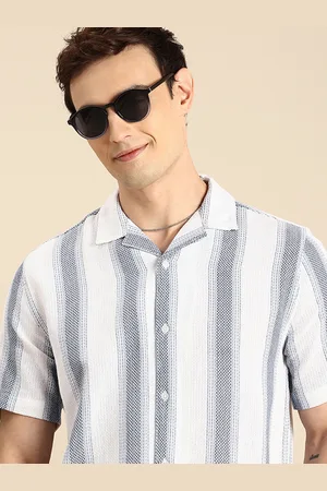Mast & Harbour Knitted Opaque Striped Pure Cotton Casual Shirt
