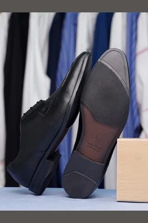 LOUIS STITCH Men Jet Black Formal Lace Up Derby Shoes