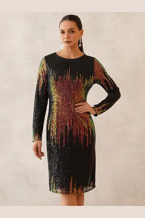 BEATNIK Sequin Embellished Sheath Midi Dress