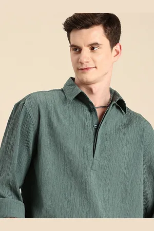 Mast & Harbour Self Design Tie Up Detailing Opaque Casual Shirt