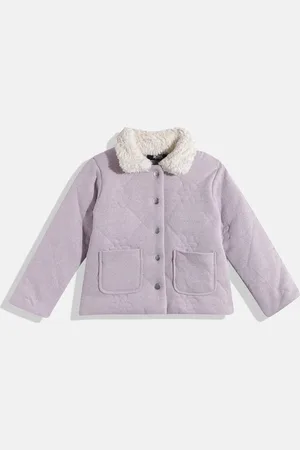 HERE&NOW Girls Floral Quilted Jacket With Faux Fur Trim