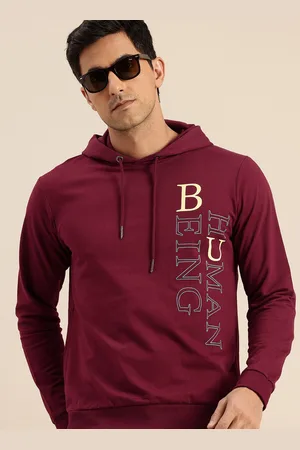 Being Human Pure Cotton Brand Logo Printed Hooded Pullover Sweatshirt