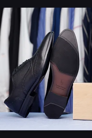 LOUIS STITCH Men Textured Formal Lace Up Brogue Shoes
