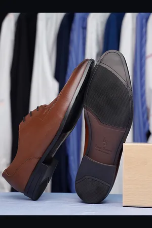 LOUIS STITCH Men Russet Tan Formal Lace Up Derby Shoes