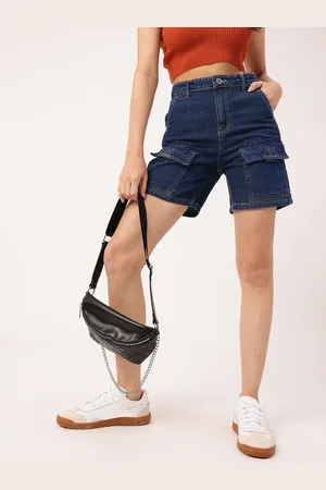 DressBerry Women Urban Classic Bermuda Fit Denim Cargo Shorts