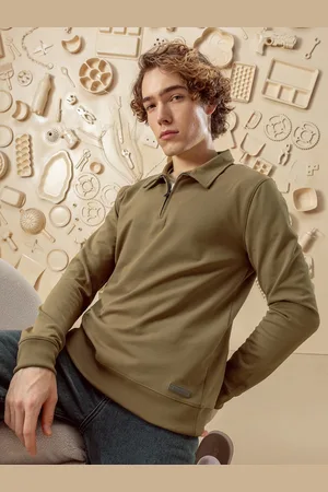 DaMENSCH Men Collared Pullover Half Zipper Sweatshirt