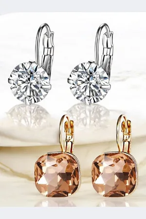 DressBerry Set Of 2 Contemporary Cubic Zirconia Drop Earrings