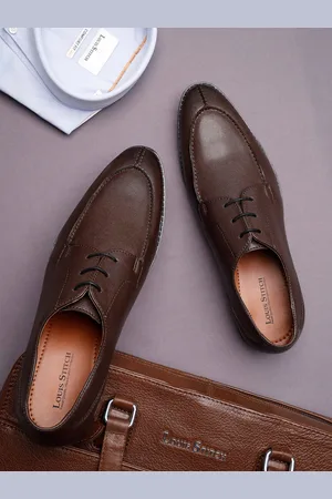 LOUIS STITCH Men Brunette Brown Formal Lace Up Derby Shoes