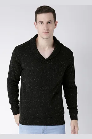 Club York Men Black Self Design Pullover
