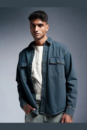 FREAKINS Men Washed Denim Jacket
