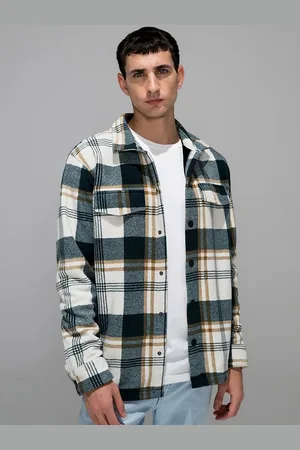 EDRIO Men Checked Lightweight Open Front Shacket