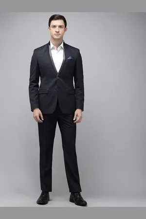 Park Avenue Super Slim Fit Self Design Notched Lapel Single-Breasted 2 Piece Suits
