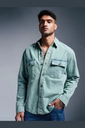FREAKINS Men Washed Denim Jacket