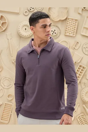 DaMENSCH Men Shirt Collar Long Sleeve Sweatshirt