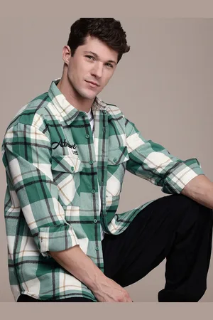 Roadster The Life Co. Relaxed Fit Checked Drop-Shoulder Sleeves Casual Shacket