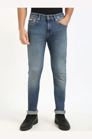 Calvin Klein Men Cotton Skinny Fit Low Distress Light Fade Jeans