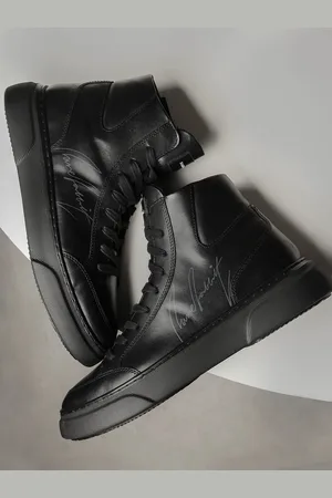 RARE RABBIT Men Panzer Leather High-Top Sneakers