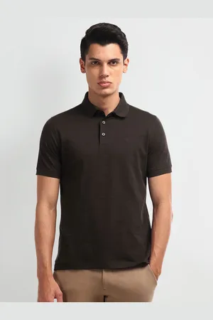 Arrow Men Striped Polo Collar Pockets T-shirt