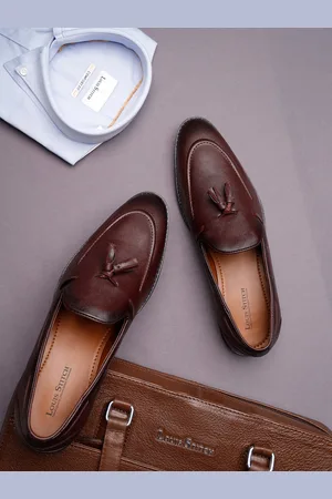 LOUIS STITCH Men Rosewood Formal Slip-On Tassel Mocassin Shoes