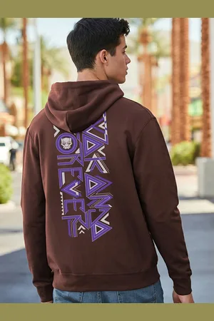 Bewakoof Black Panther Printed Hooded Cotton Pullover Sweatshirt