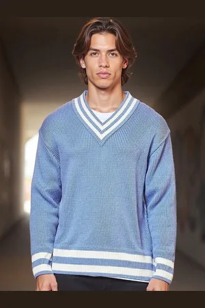 Bewakoof Ribbed V-Neck Flat Knit Acrylic Oversized Pullover