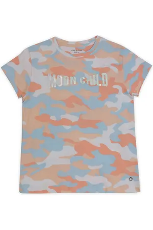 Gini and Jony Girls Camouflage Printed Round Neck Cotton T-Shirt