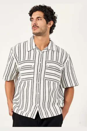 Styli Men Striped Oversized Fit Shirt with Double Pockets