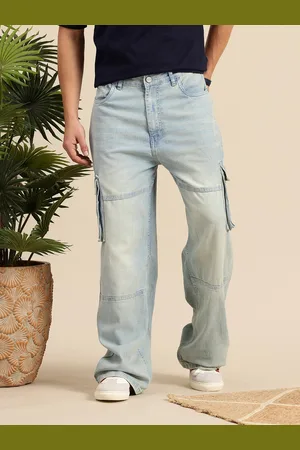 Mast & Harbour Men Wide Leg Light Fade Stretchable Jeans
