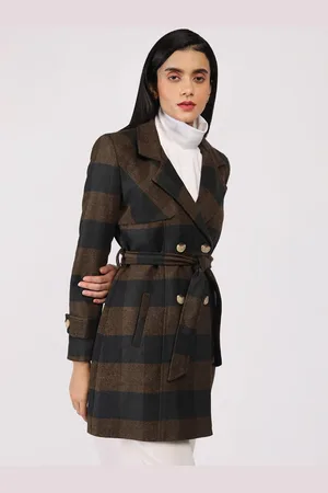 Roadster The Lifestyle Co Checked Double Breasted Parka Coat