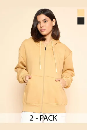Color Capital Pack Of 2 Women Solid Front-Open Cotton Sweatshirts
