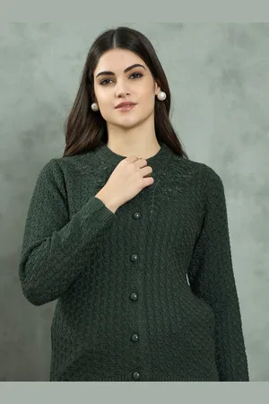 CLAPTON Women Cable Knit Woollen Cardigan