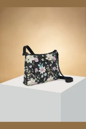 Pantaloons Floral Colourblocked PU Structured Sling Bag with Bow Detail