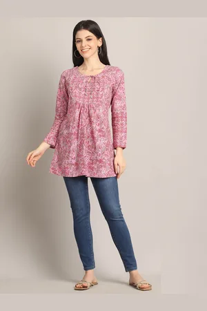 Rajnandini Women Pure Cotton Floral Printed Tie-Ups Ethnic Tunic