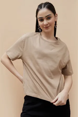 Lifestyle Women Cotton Solid T-shirt