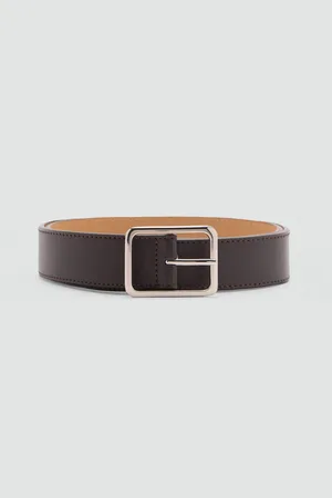 MANGO Slim Leather Belt