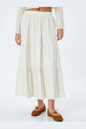 Koton Women Flared Striped Maxi Skirts