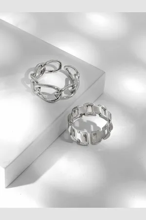 Joker & Witch Men Set Of 2 Silver Plated Adjustable Finger Rings