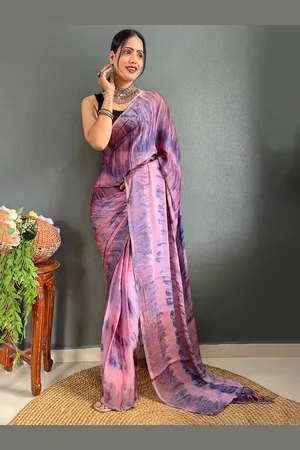 HERE&NOW Tie and Dye Poly Georgette Saree