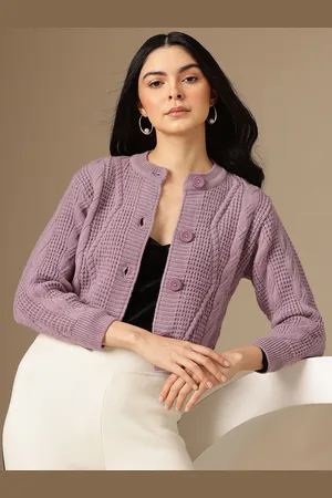 Chemistry Cable Knit Woollen Crop Cardigan