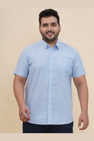John Pride Men Spread Collar Vertical Striped Cotton Plus Size Shirt
