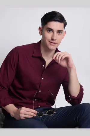 IVOC Men Solid Pure Cotton Spread Collar Casual Shirt