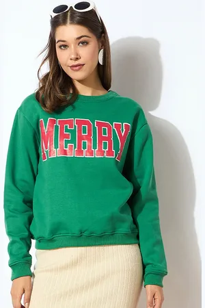 Sassafras Women Green Printed Sweatshirt